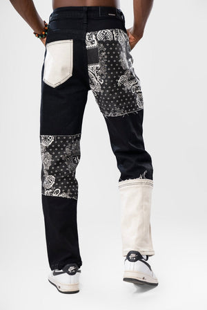 Pantalon Patchwork en Jean – Pièce Unique🇨🇮