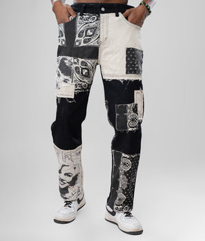 Pantalon Patchwork en Jean – Pièce Unique🇨🇮
